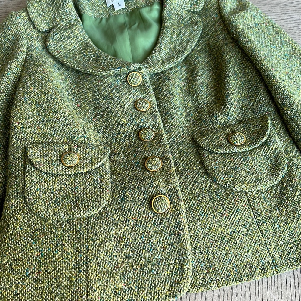 LOFT - Vintage Green Tweed Jacket - SZ 6 - Picture 11 of 11